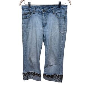 Y2K Embroidered Denim Capri 10T